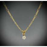 An 18ct gold solitaire diamond set pendant on 18ct gold chain, 4.1gm, the chain 46cmCondition