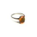 A platinum ring set with a fire opal of 1.34cts Ring size MCondition report: Only very minor