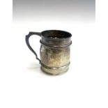 An unusual octagonal silver barrel mug by Holland, Aldwinckle & Slater London 1911 8.5cm 4.89oz
