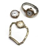 Three ladies 9ct gold cased wristwatches