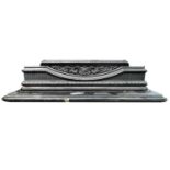 A Victorian-style cast iron fire surround in three sections, with integral mantle. Height 137cm,