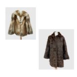 A ladies coney fur jacket, approximate size 6, together with one other fur coat, approximate size
