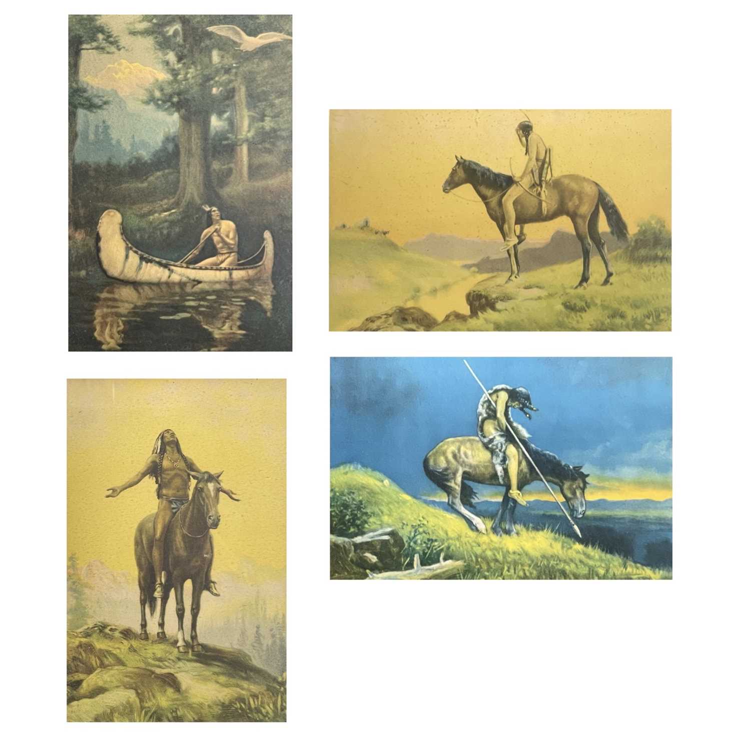 A set of four early 20th century prints of a Native American man29 x 19cm and 19 x 29cm (sight