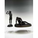 A grand tour bronze figure of the dying Gaul, 19th century, on an oval base, indistinctly