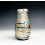 A Peter St Clair iridescent glass spiral decorated vase, signed and dated '88, height 18cm.