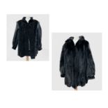 A 1980's leather and mink fur coat by Habe Original together with an astrakhan coat with black