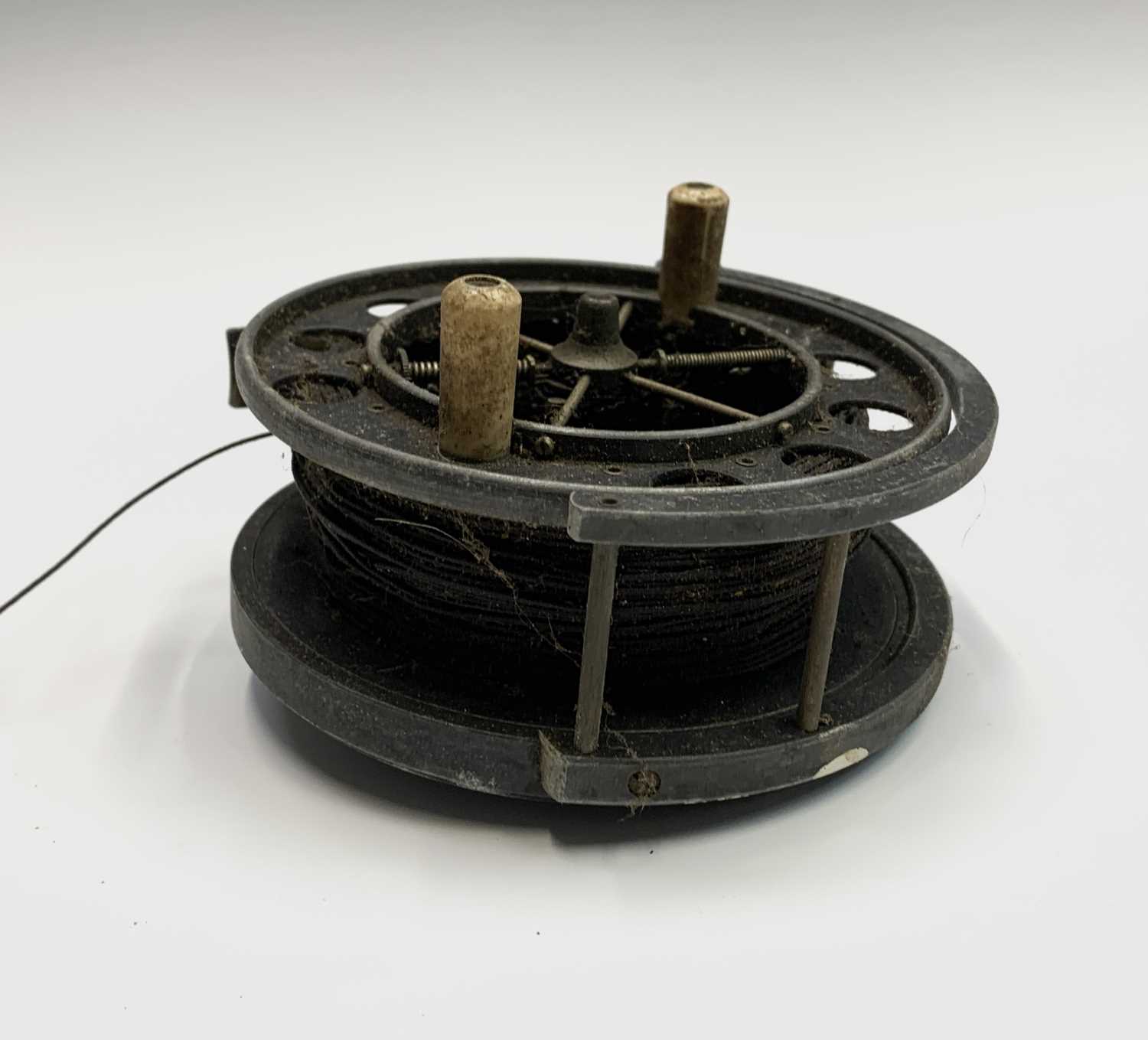 An Allcock & Co centre pin Aerial fishing reel, with ivorine handles and brass foot, diameter - Image 3 of 3