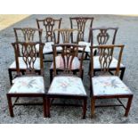 Eight assorted Georgian mahogany or oak dining chairs, some upholstered to match. Provenance:Michael