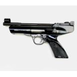 A Webley and Scott Hurricane .22 calibre air pistol, with black plastic grips, length 28cm.