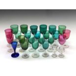 An assortment of Victorian coloured glassware, including green and cranberry. A box. Provenance: