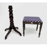 A Victorian mahogany stool, height 45cm, width 46cm, depth 38.5cm and a 19th century mahogany