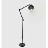 A Danish HCF black retro style anglepoise floor lamp, height 156cm.