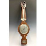 A 19th century rosewood veneered banjo barometer, the spirit level plate inscribed G. ARZONI