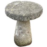 A granite staddle stone of typical form. Height 71cm.