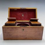 A George III satinwood and kingwood banded tea caddy, of plain rectangular form, the interior fitted