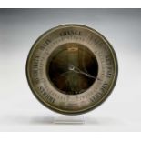 A French 19th century metallic marine barometer, Bourdon & Richards Patent, Paris, the silvered dial