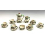 A 1930s Royal Doulton 'Cromer' coffee set - six place settings - comprising coffee pot, height 18.