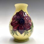 A Moorcroft 'Yellow Anemone' pattern vase, painted and impressed marks to base including date mark