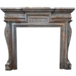 A Victorian-style cast iron fire surround with foliate decoration. Height 126cm, width 142cm.