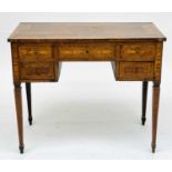 An Italian walnut marquetry dressing table, early 19th century, with floral inlay and