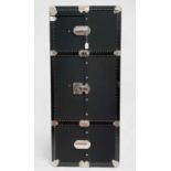 A Prada black Vitello leather & nylon wardrobe trunk, with silvered hardware, including removable