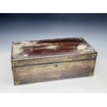 A Victorian rosewood, pewter strung and brass inlaid rectangular writing box, width 51cm.