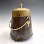A 19th century Dutch copper and brass ember bucket. Height 37cm.