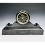 A Victorian black slate mantel clock, height 29cm, width 50cm.