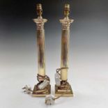 A pair of late 20th century brass Corinthian column table lamps. Height 52cm.Condition report: We