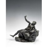 After the Antique, A bronze figure of the drunken Herculanean satyr, portrayed nude reclining on a