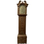 An 18th century brass faced eight day longcase clock, circa 1760, with vacant circular boss to the