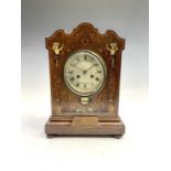 A French rosewood and inlaid mantel clock, early 20th century, retailed by Arnold & Lewis,