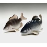 Two Copenhagen porcelain fish, number 2553 and 2414, length 10cm.