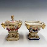 A Derby porcelain pot pourri vase and cover, circa 1810, of Campana from, with polychrome floral