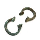 Cornish shipwreck interest, Two bronze manillas, salvaged from the wreck of the Douro off the
