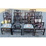 Twelve assorted country Chippendale style dining chairs. Provenance:Michael Trethewey. A Gentleman