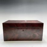 A William IV mahogany rectangular tea caddy, the interior with two hinged lidded compartments and