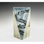 A Carn pottery vase, of angled slab sided form, signed J Beusmans and numbered Z38, height 17.5cm.