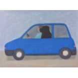 Emma MCCLURE (1962)'The Little Blue Car'Oil on boardSigned30 x 41cm (painting size), framed and