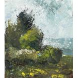 Maggie O'BRIEN 'Daffodils to the Sea'Oil on cardSignedFurther signed and inscribed to verso 18 x