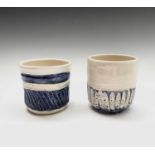 Samme CHARLESWORTH Two yunomi vesselsCornish Stoneware - hand-decorated, cobalt glaze