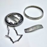 A silver Claret decanter neck ring 1988 and a John Alistair Donald Brittania standard silver wine