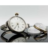 A silver English Lever trench-type keyless watch London 1901 36.5mm diameter on silver expanding
