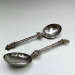 Two ornate Indian silver spoons 19cm 144.3gm