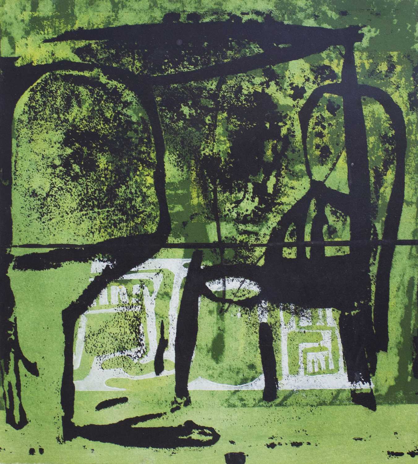 Peter LANYON (1918-1964) In the Trees Screenprint The Fine Art Society PLC label to verso 21.8 x