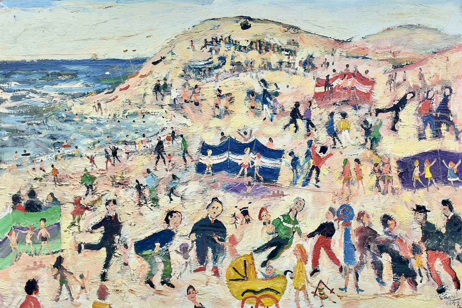 Simeon STAFFORD (1956) Packed Beach and Dunes Oil on board Signed and dated '08 51 x 76cm