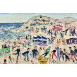 Simeon STAFFORD (1956) Packed Beach and Dunes Oil on board Signed and dated '08 51 x 76cm