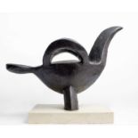Breon O'CASEY (1928-2011) Handle Bird Bronze Initialled and numbered III/V to travertine base