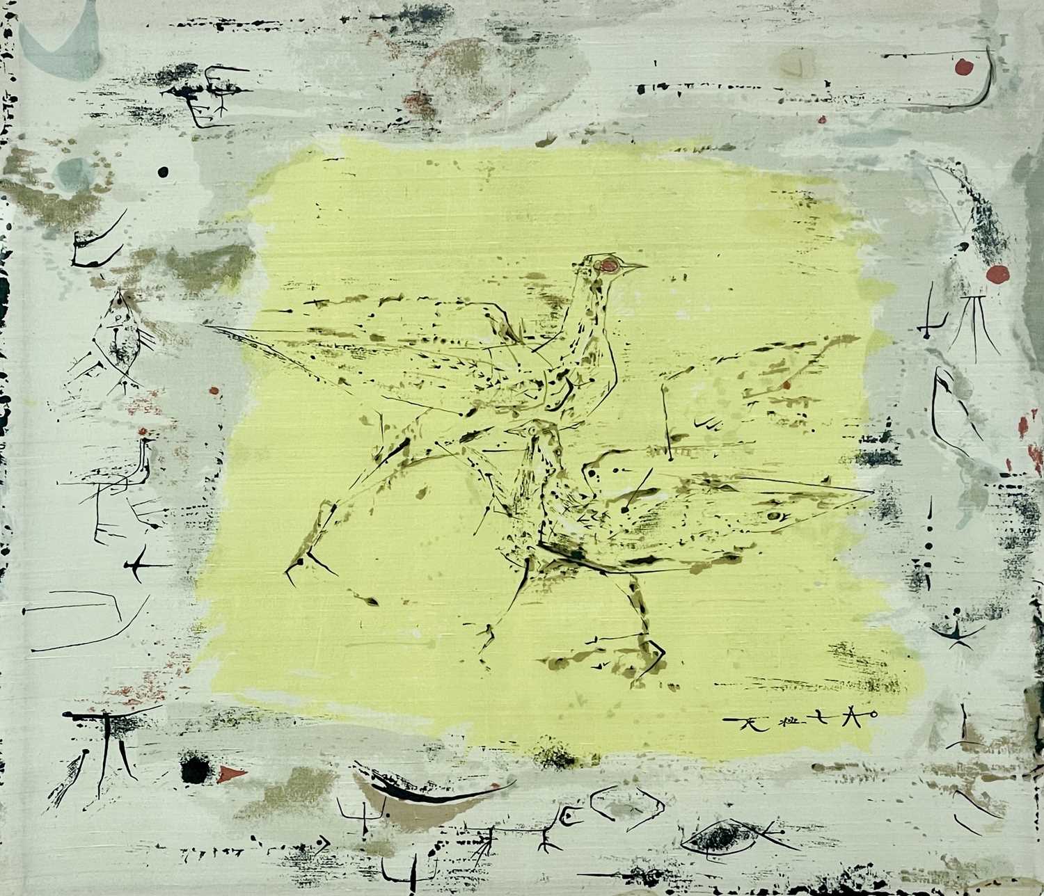 Zao WOU-KI (1921-2013) for Ascher Ltd Birds, 1955 Silk textile printed in colours Numbered 215/300