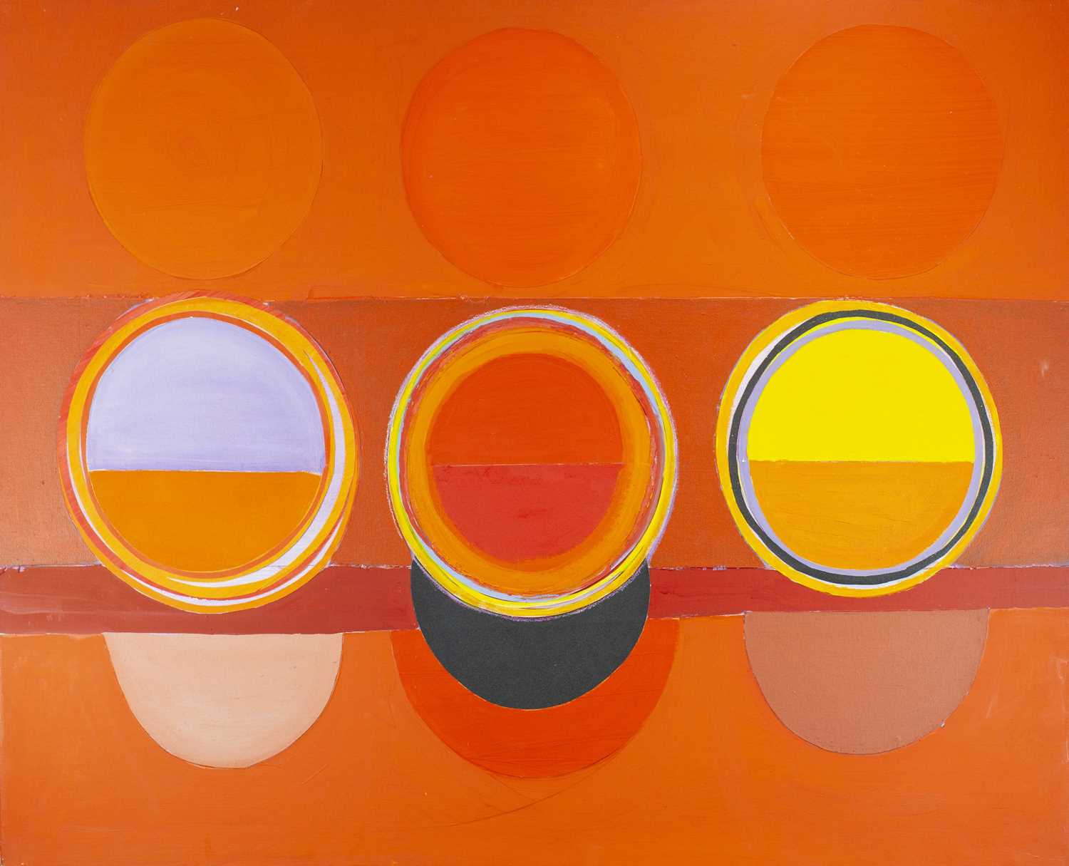 Sir Terry FROST (1915-2003) 3 Suns Acrylic and collage on canvas Signed and inscribed and dated